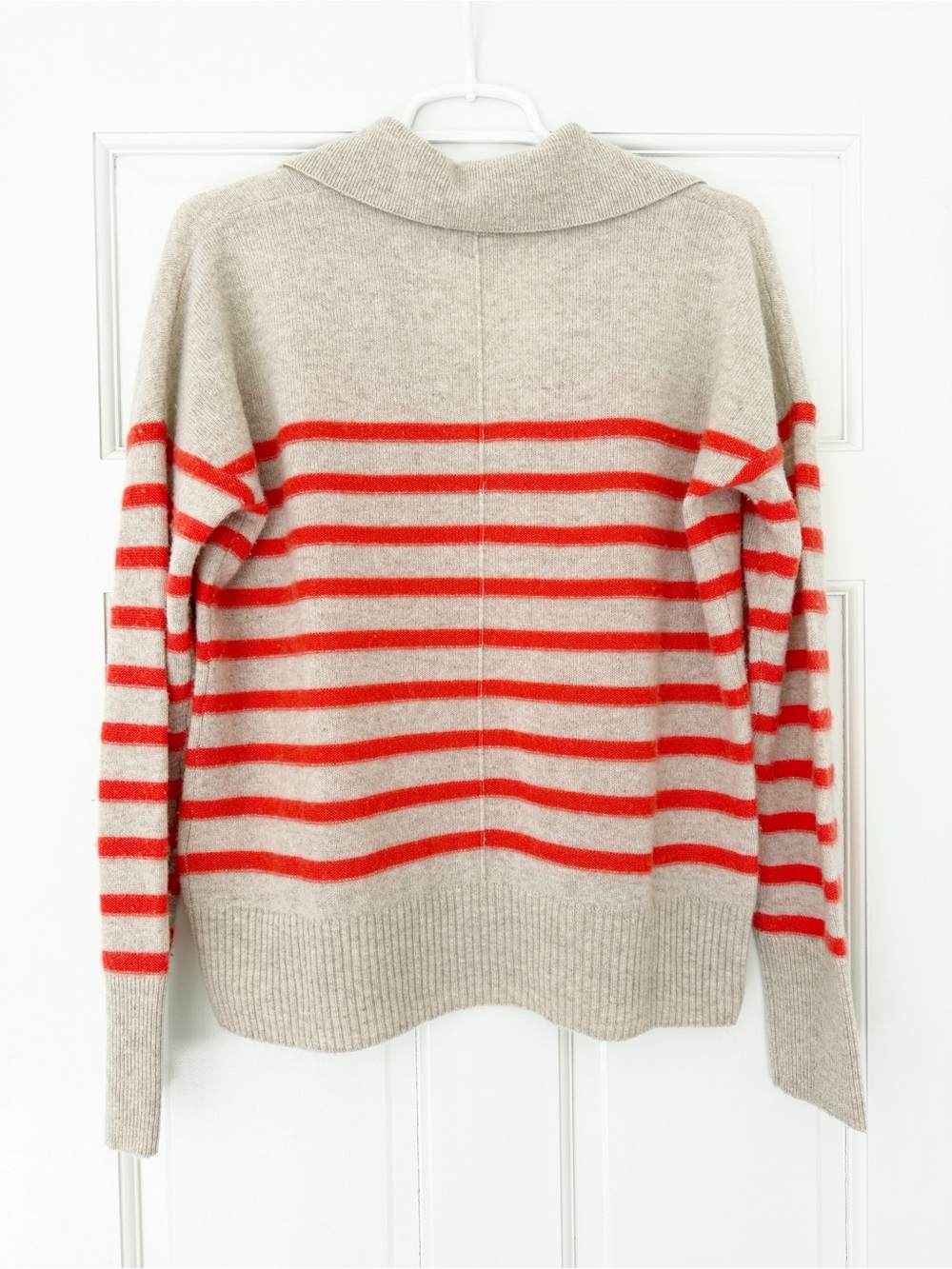 VINEYARD VINES cashmere striped polo sweater size M tan orange stripes soft - Picture 2 of 4